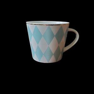 Grace tea ware light blue diamond harlequin gold trim teacup coffee mug